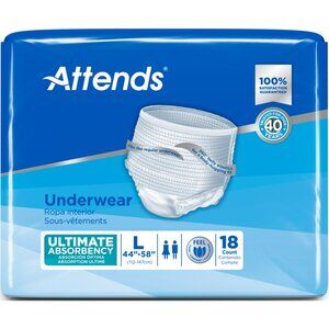 2 (two)Attends Adult Incontinence Pull-On Underwear, Maximum Absorbency L or XL